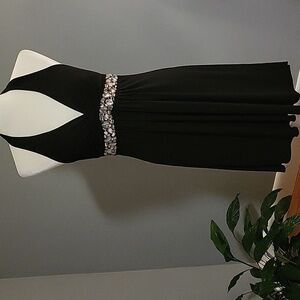 Speechless Black Halter Dress with Embellished Waist Padded Bra -Size M